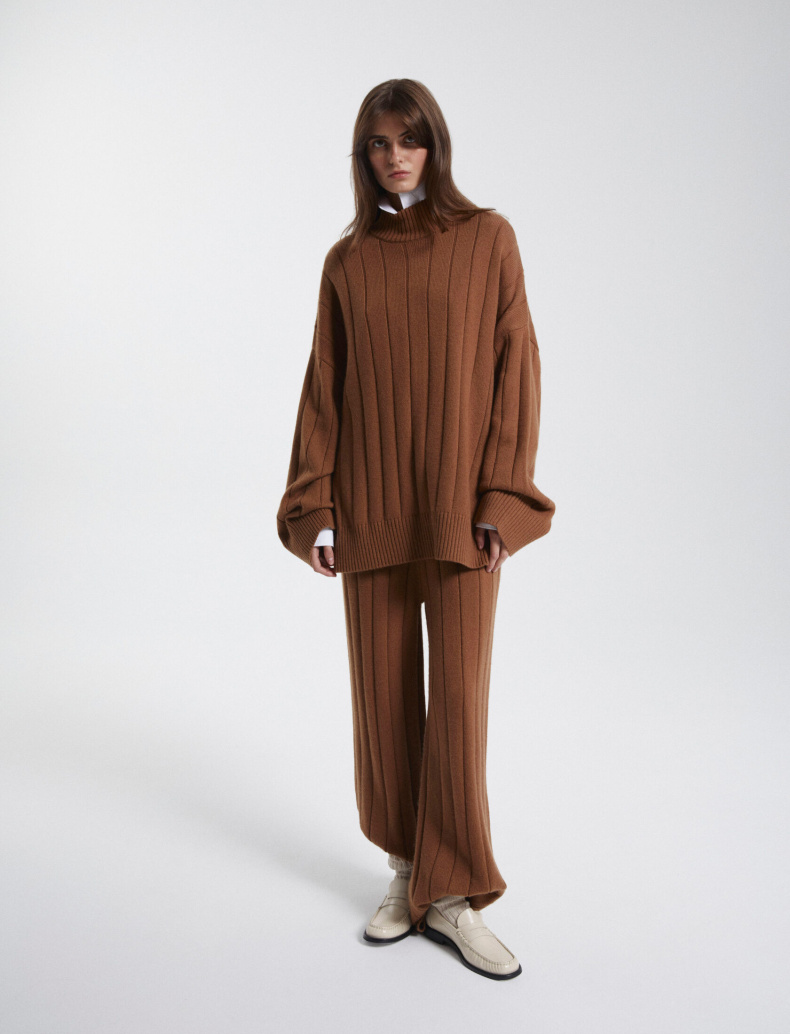 Брюки camel из смесовой шерсти мериноса Tall