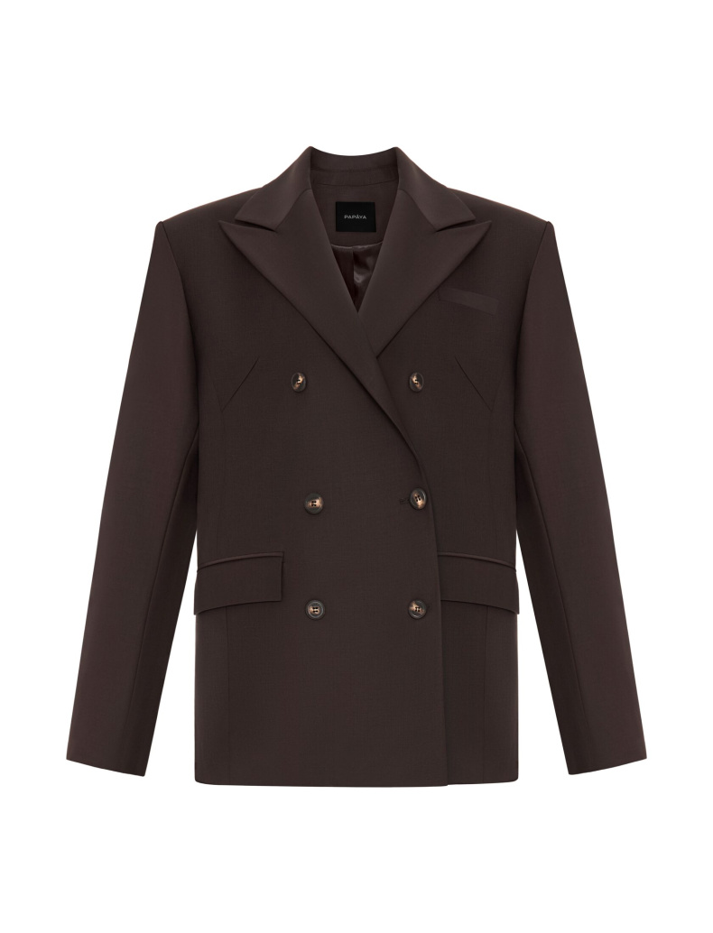 Двубортный жакет оверсайз шоколадного цвета