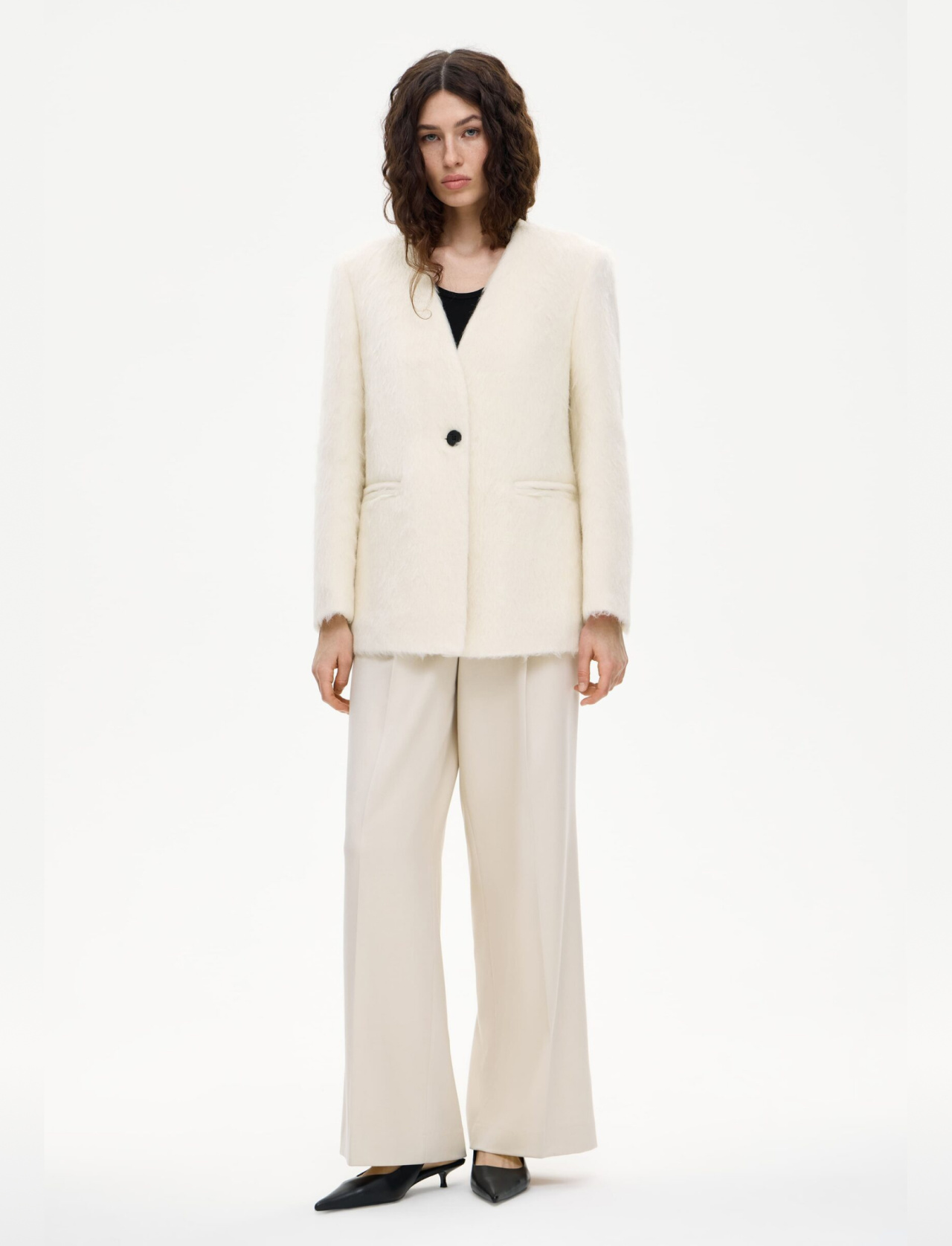 Однобортный жакет из шерсти альпака