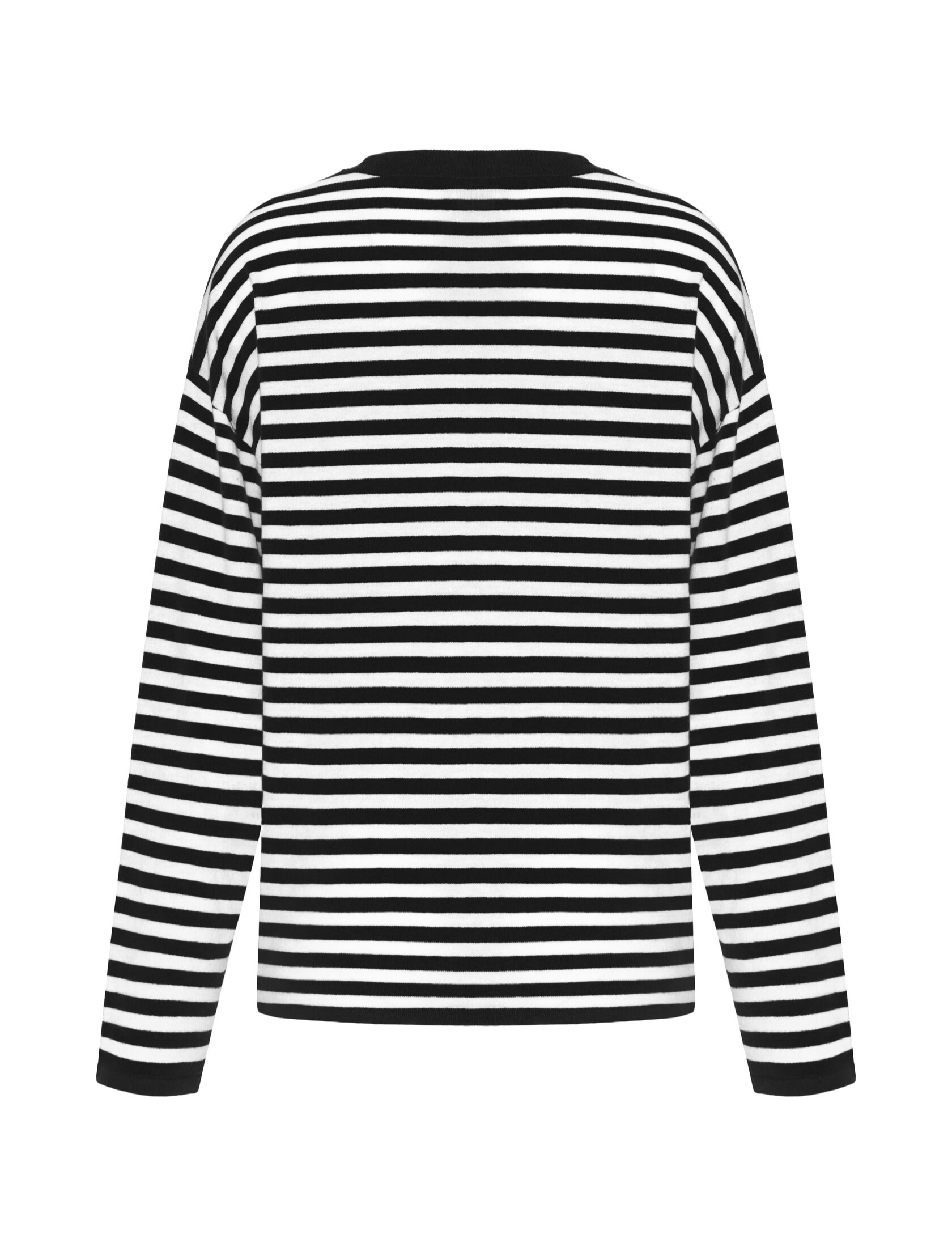 Лонгслив из кашемира и хлопка черный в белую полоску