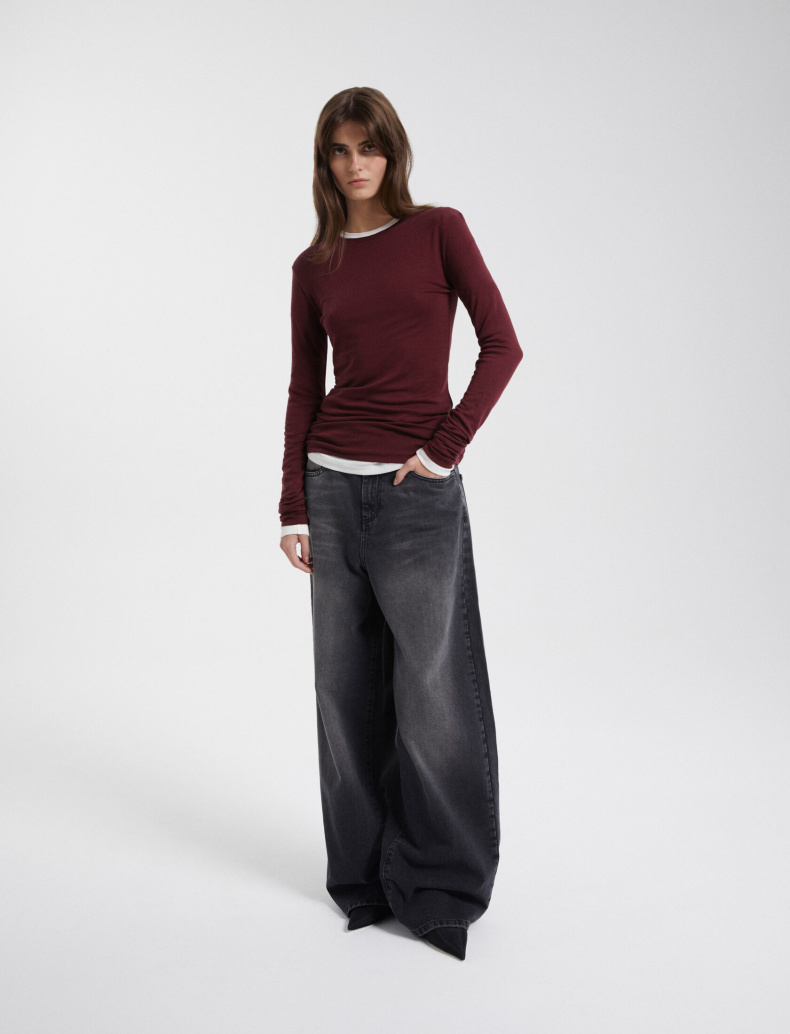 Джинсы wide leg серого цвета