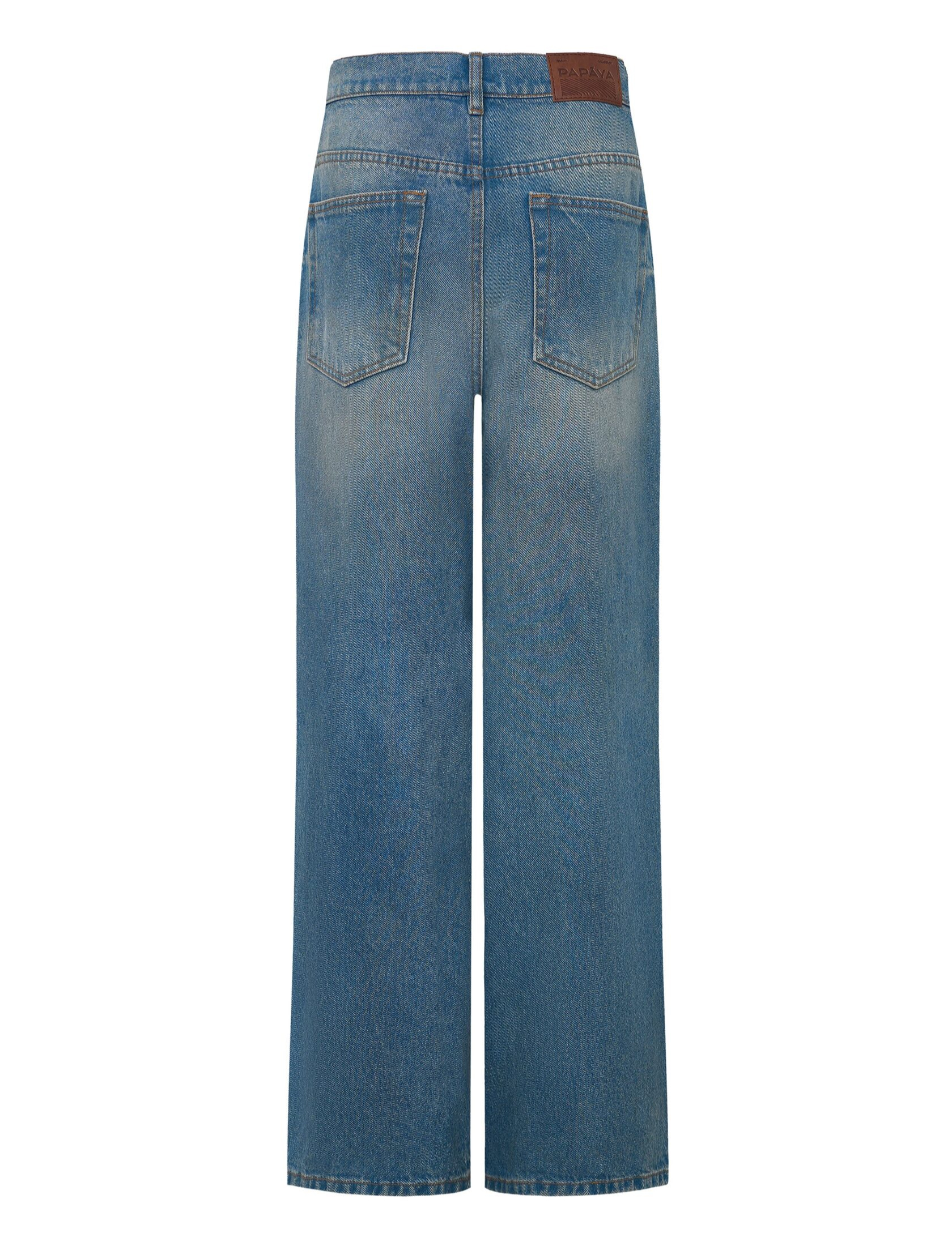 Джинсы wide leg голубого цвета