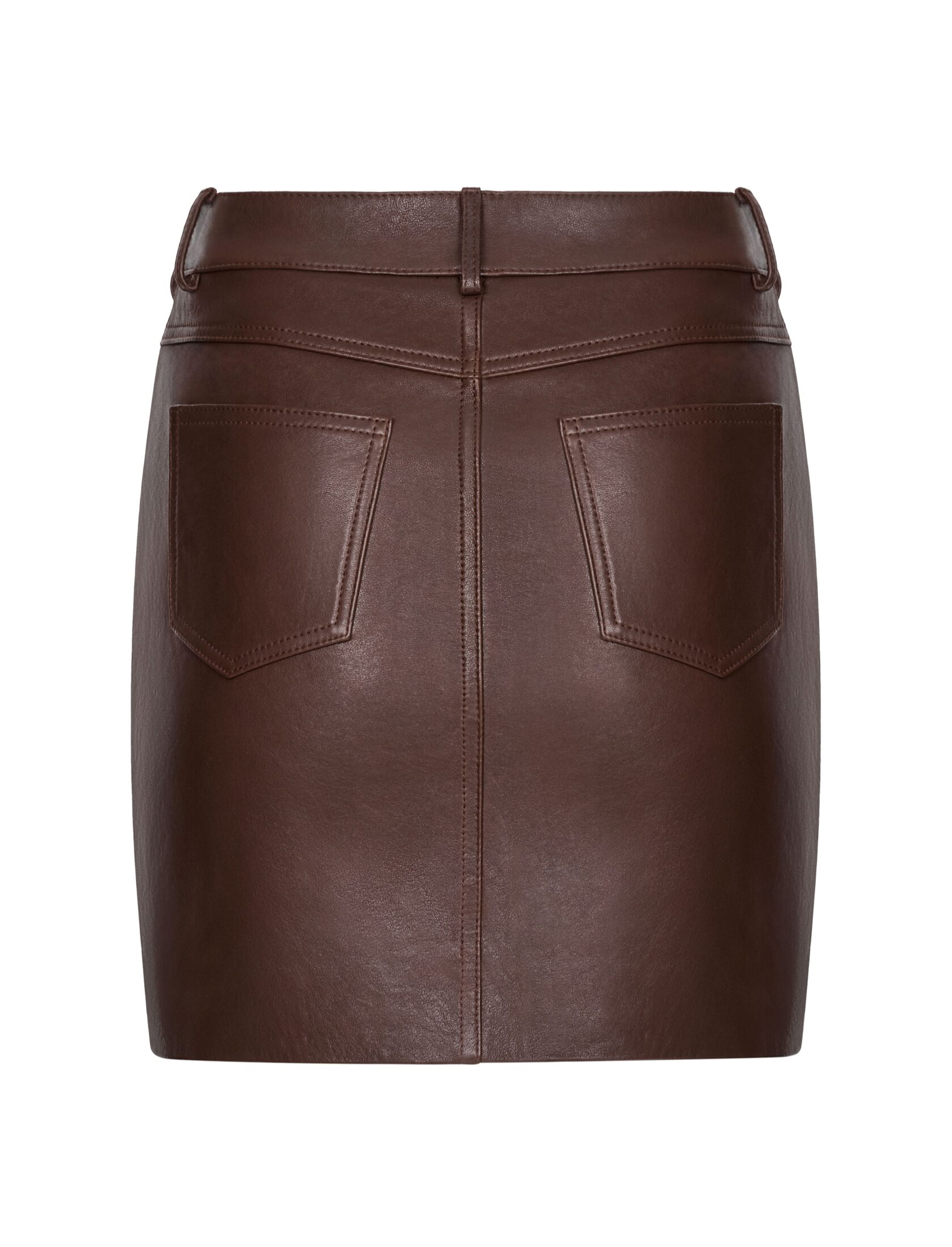 Кожаная юбка мини коричневого цвета