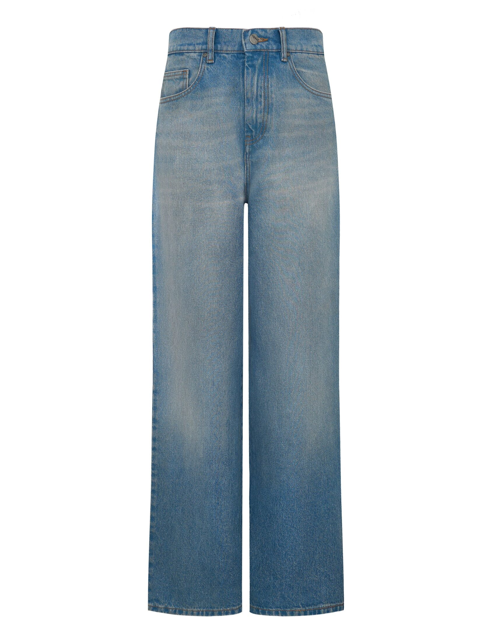 Джинсы wide leg голубого цвета