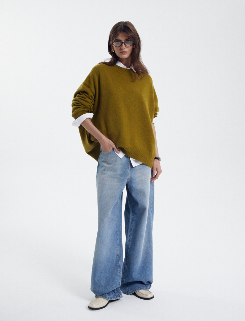 Джинсы wide leg голубого цвета