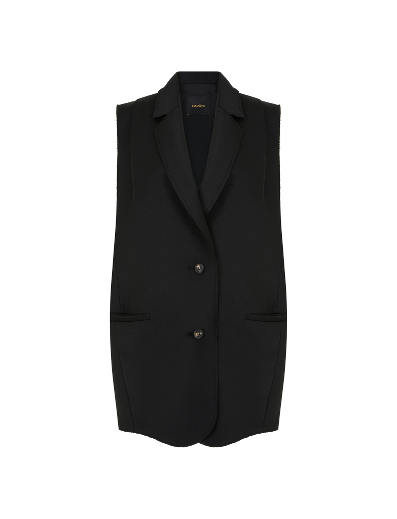 Удлиненный жилет с необработанным краем