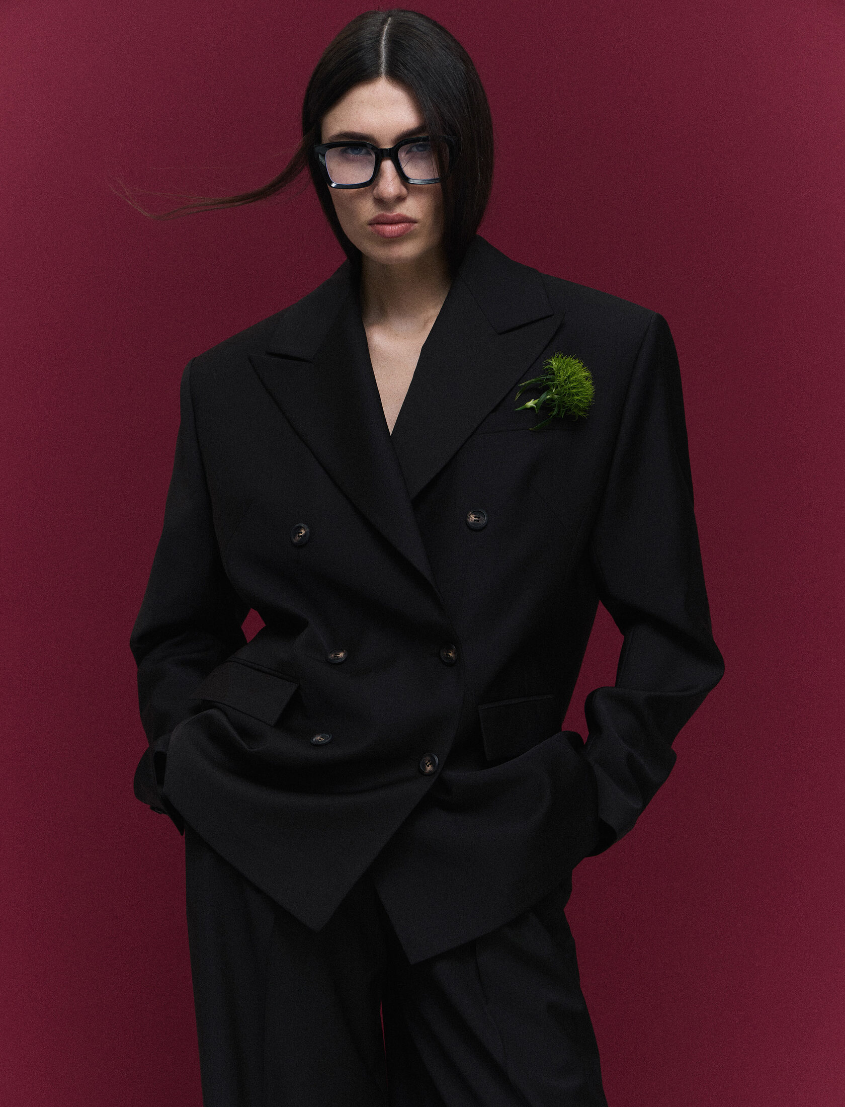 Двубортный жакет оверсайз шоколадного цвета