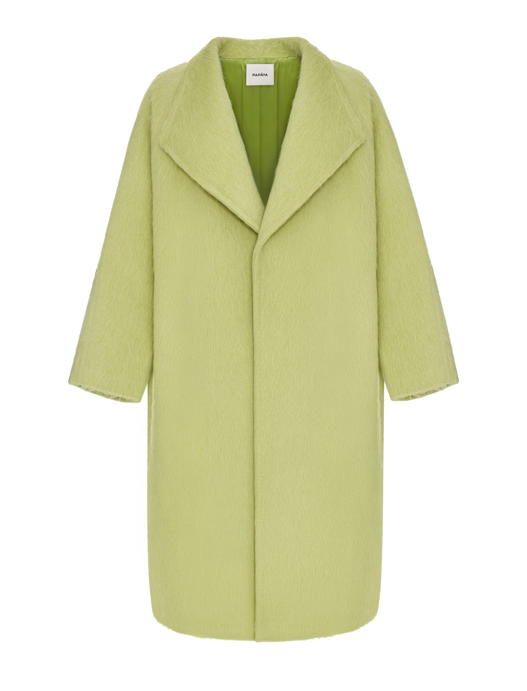 Пальто из шерсти альпака фисташкового цвета